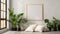 Minimalist Loft Apartment Decor With Blank Picture Frame And Green Plants