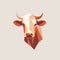 Minimalist Low Poly Cow Head In Vintage Style