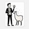 Minimalist Man With Llama Design: Cosmic Scientific Illustrations