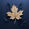 Minimalist Maplewoodpatch: Dark Blue Textured Paper With Fall Maple Leaf