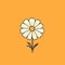 Minimalist Marigold Flower Icon On Orange Background