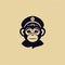 Minimalist Military Monkey Logo With Beret