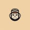 Minimalist Monkey Logo In Retro Style