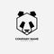Minimalist monoline lineart outline panda icon logo template vector illustration