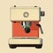 Minimalist Monotype Print Of Retro Aesthetic Coffee Machine