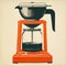 Minimalist Monotype Print Of Retro Coffee Maker
