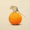 Minimalist Monotype Print: Retro Mouse On Orange