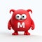 Minimalist Monster Logo Red Smiling Monster With Letter M