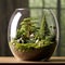 Minimalist Mossy Terrarium in Tranquil Setting