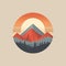 A minimalist mountain range stands against a backdrop of a rising sun