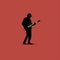 Minimalist Musician Icon On Red Background