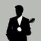 Minimalist Musician Icon: Silhouette Of A Man In Suits With Guitar