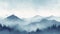 Minimalist Nature Wallpaper: Mountains With Birds In Hazy Dreamlike Style