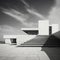 Minimalist Neoclassicism: A Modern White Building In Black And White