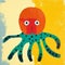 Minimalist Octopus Artwork In Bright Colors For Nursery Room