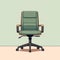 Minimalist Office Chair Vector Clip Art On Green Background