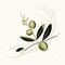 Minimalist Olive Branch Illustration: Cartoon Abstraction With Deliberate Brushwork