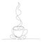 Minimalist one line draw, hot coffee cup, wall art digital print premium illustration