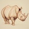 Minimalist One-line Rhino Illustration On Artboard