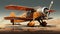 Minimalist Orange Biplane Illustration Inspired By James Gilleard