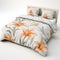 Minimalist Orange Floral Duvet Cover With Hyperrealistic Rendering