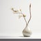 Minimalist Oriental White Vase With Delicate Flowers