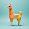 Minimalist Origami Alpaca On Geometric Blue Background