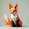 Minimalist Origami Fox In Graphic Design Style