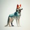 Minimalist Origami Wolf: Playful Low Poly Dog 3d Art