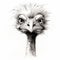 Minimalist Ostrich Head Silhouette Pencil Drawing Artwork