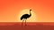 Minimalist Ostrich Silhouette At Sunset Illustration