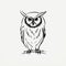 Minimalist Owl Art: Symbolic, Realistic, And Eerie Black And White Perched Owl