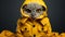 Minimalist Owl In Yellow Raincoat: A Photographic Portrait