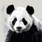 Minimalist Panda Art: Realistic Black & White With Bold Saturation
