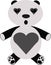 Minimalist panda bear illustration with grey hearts
