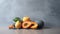 Minimalist Papaya Still Life On Polished Concrete Background