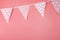 Minimalist party decorations and festive event concept with monochromatic photograph of vintage bunting triangle papers hanging