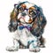 Minimalist Pastel Designs of Cavalier King Charles Spaniel Puppies - Simple Yet Striking AI Generated