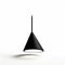 Minimalist Pendant Lamp With Black Pole On White Background