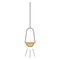 Minimalist pendant light design with yellow illumination. Modern ceiling lamp vector illustration