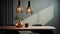 Minimalist Pendant Lights Scene With Close-up Shot Of A Stylish Dining Room
