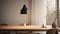 Minimalist Pendant Lights Scene With Table Setting And Lamp