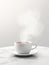 Minimalist photo features a warm tea cup