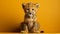 Minimalist Photography: Cute Cheetah Cub On Vibrant Yellow Background