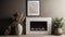 Minimalist Photorealistic Fireplace In Dark White And Beige
