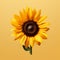 Minimalist Photorealistic Rendering Of A Single Yellow Sunflower