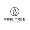 Minimalist pine tree evergreen fir pinus tree forest vintage retro hipster line art Logo design