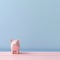 Minimalist Pink Piggy Bank On Pink And Blue Background