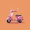 Minimalist Pink Scooter Art Illustration In Annibale Carracci Style