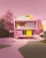 Minimalist Pink and Yellow House